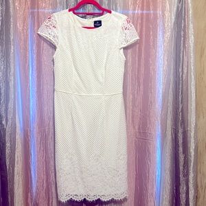 Adrianna Papell Fiona Lace A-line Dress in Ivory Size 10